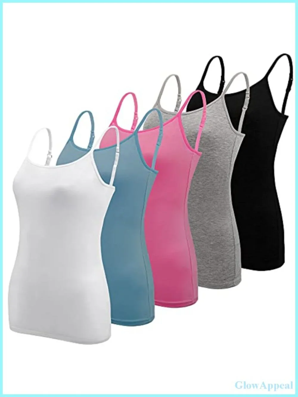 5 Pack Women's Spaghetti Strap Camisole Tank Top Undershirt - Viscose Spandex